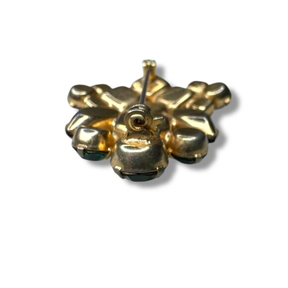 Vintage Gold Tone Brooch With Prong Set Crystals In Purple Blue & Green 1.75" x - Picture 6 of 12